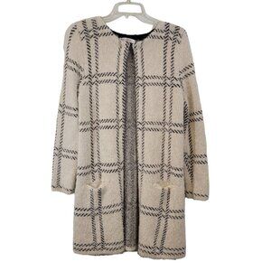 August Silk Cardigan Woman Sz M Long Sleeve Oversize Sweater Big‎ Pockets Comfy